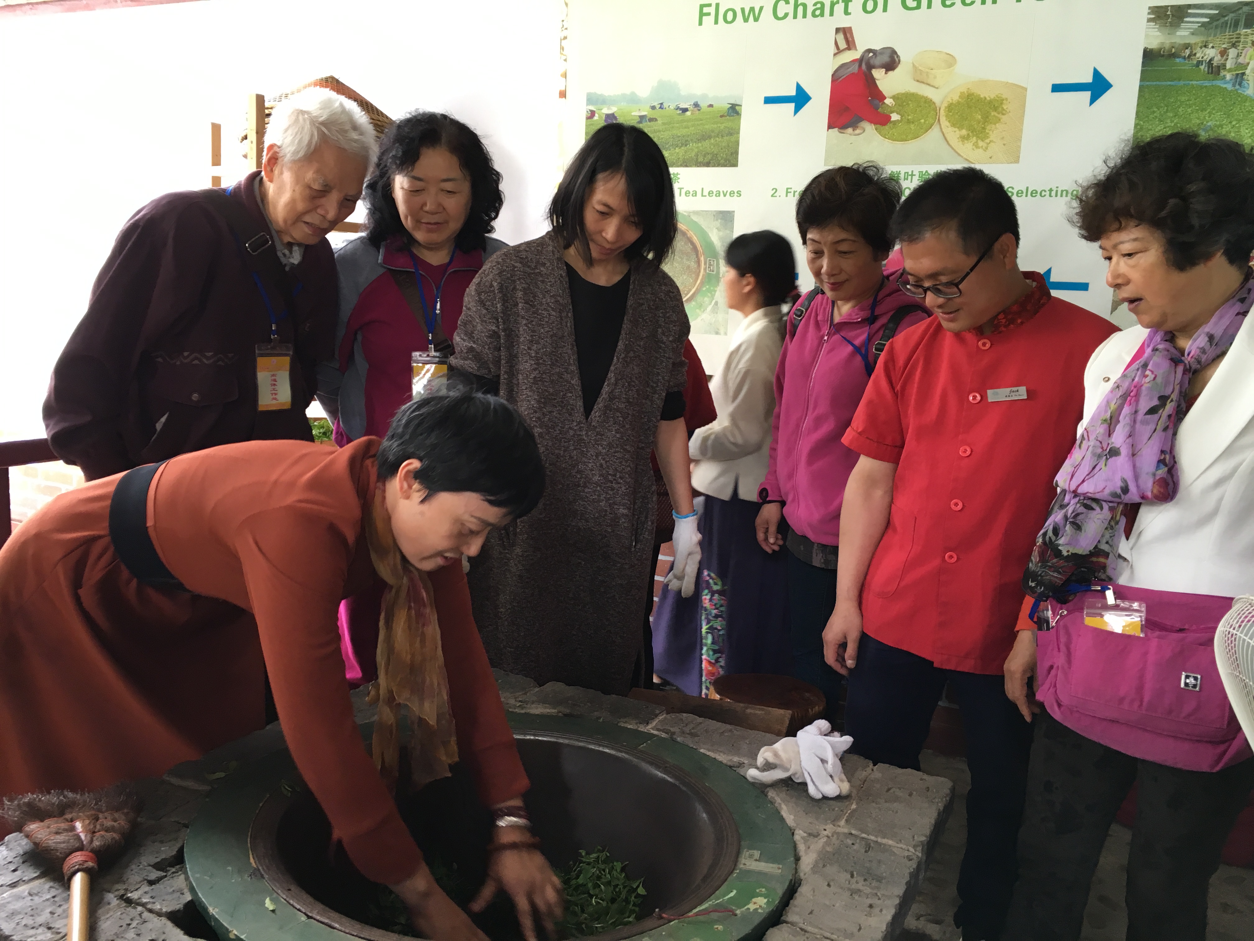 莫老师指导老同志进行炒茶